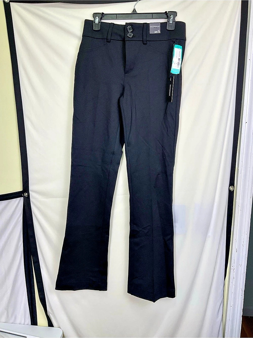 Dictionary Marlene Mid Rise Double Button Bootcut Trouser Pant Black